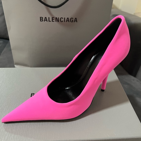 BALENCIAGA 110mm Knife Pointed Toe Jersey Pumps In Pink 36/6 BRAND NEW WITH BOX - Picture 6 of 9